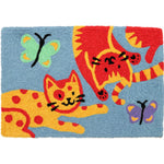 Jellybean Kitties & Butterflies Doormat 20"x30" Washable – Cute Indoor/Outdoor Cat-Themed Mat