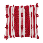 Vickerman JB210640 20" X 20" Red And White Stripe Cotton Pillow
