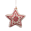 Vickerman JE210133 5" Red And White Felt Snowflake Star 2 Pieces Per Unit.