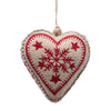 Vickerman JE210134 5" Red And White Felt Snowflake Heart 2 Pieces Per Unit.