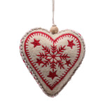 Vickerman JE210134 5" Red And White Felt Snowflake Heart 2 Pieces Per Unit.