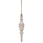 Vickerman JE222113 12" White Washed Turned Wood Finial Ornament 2 Per Bag.