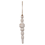Vickerman JE222115 12" White Washed Turned Wood Finial Ornament 2 Per Bag.