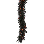 Vickerman K162115 9' Black Fir Artificial Christmas Garland Orange Dura-Lit Incandescent Mini Lights