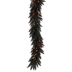 Vickerman K162115LED 9' Black Fir Artificial Christmas Garland Orange Dura-Lit Led Lights