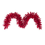 Vickerman K168115 9' Flocked Red Artificial Christmas Garland Red Dura-Lit Incandescent Mini Lights