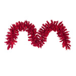 Vickerman K168115LED 9' Flocked Red Artificial Christmas Garland Red Dura-Lit Led Lights