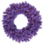 Vickerman K168431 30" Flocked Purple Artificial Christmas Wreath Purple Dura-Lit Incandescent Mini Lights