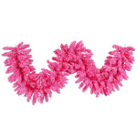 Vickerman K168815LED 9' Flocked Pink Artificial Christmas Garland Pink Dura-Lit Led Lights