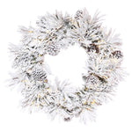 Vickerman K171225LED 24" Flocked Atka Artificial Christmas Wreath Warm White LED Lights.