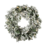 Vickerman K173525LED 24" Flocked Kiana Artificial Christmas Wreath Warm White Dura-Lit® LED Mini Lights