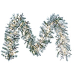 Vickerman K173615LED 9' X 14' Flocked Kiana Artificial Christmas Garland With Warm White Led Lights