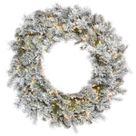 Vickerman K173625LED 24" Flocked Kiana Artificial Christmas Wreath With Warm White LED Lights.