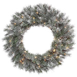 Vickerman K176631 30" Frosted Lacey Artificial Christmas Wreath Clear Dura-Lit Incandescent Mini Lights
