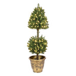 Vickerman K191141LED 4' Potted Tifton Two Ball Topiary Artificial Christmas Tree Warm White Dura-Lit LED Lights