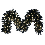 Vickerman K221715LED 9' X 14" Flocked Black Fir Pre-Lit Garland Dura-Lit® Warm White Led Mini Lights