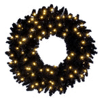 Vickerman K221731LED 30" Flocked Black Fir Pre-Lit Artificial Wreath Dura-Lit® Warm White LED Mini Lights.