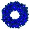 Vickerman K223325LED 24" Flocked Turquoise Fir Artificial Wreath Dura-Lit® Turquoise LED Mini Lights.