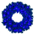 Vickerman K223325LED 24" Flocked Turquoise Fir Artificial Wreath Dura-Lit® Turquoise LED Mini Lights.