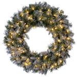 Vickerman K224731LED 30" Frosted Douglas Fir Artificial Pre-Lit Wreath With Warm White LED Mini Lights.