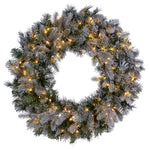 Vickerman K224727LED 24" Frosted Douglas Fir Artificial Pre-Lit Wreath Warm White 3Mm LED Wide Angle Lights.