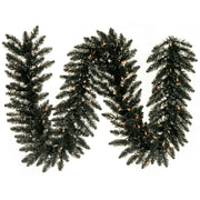 Vickerman K161815 9' Black Fir Artificial Christmas Garland Clear Dura-Lit Incandescent Mini Lights