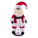 Vickerman KV210519 18" Red Traditional Velvet Dark Complexion Santa Doll With Stand. This Santa Has Glasses Stand Is Removeable.