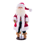 Vickerman KV210718 18" Red Plaid Velvet Santa Doll With Stand. This Santa Has Glasses Stand Is Removeable.