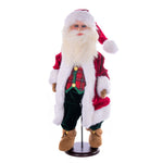 Vickerman KV210724 24" Red Plaid Velvet Santa Doll With Stand. This Santa Has Glasses Stand Is Removeable.