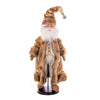 Vickerman KV210918 18" Mocha Velvet Santa Doll With Stand. This Santa Has Glasses Stand Is Removeable.