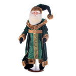 Vickerman KV211236 36" Emerald Green Velvet Santa Doll With Stand. This Santa Has Glasses Stand Is Removeable.