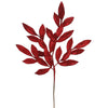Vickerman L152903 22" Red Glitter Bayleaf Artificial Spray. Includes 12 Sprays Per Pack.
