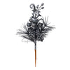 Vickerman L185584 10" Gunmetal Berry Glitter Leaf Artificial Christmas Pick 12 Per Bag