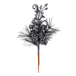 Vickerman L185584 10" Gunmetal Berry Glitter Leaf Artificial Christmas Pick 12 Per Bag