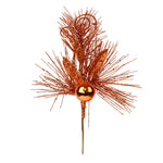 Vickerman L185718 10" Burnished Orange Ornament Glitter Leaf Artificial Christmas Pick 12 Per Bag