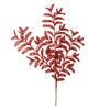 Vickerman L186103 22" Red Bipinnate Glitter Leaf Artificial Christmas Spray. Includes 12 Sprays Per Pack.