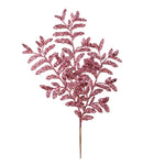 Vickerman L186179 22" Pink Bipinnate Glitter Leaf Artificial Christmas Spray. Includes 12 Sprays Per Pack.