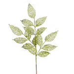 Vickerman L190513 27" Lime Glitter Bay Leaf Lace Artificial Christmas Spray. Includes 12 Sprays Per Pack.