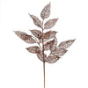 Vickerman L190515 27" Chocolate Glitter Bay Leaf Lace Artificial Christmas Spray. Includes 12 Sprays Per Pack.
