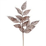 Vickerman L190515 27" Chocolate Glitter Bay Leaf Lace Artificial Christmas Spray. Includes 12 Sprays Per Pack.
