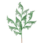 Vickerman L191504 27" Green Glitter Coral Bells Leaf Lace Artificial Christmas Spray. Includes 12 Sprays Per Pack.