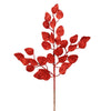 Vickerman L192003 21" Red Glitter Ash Leaf Artificial Christmas Spray. Includes 12 Sprays Per Pack.