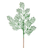 Vickerman L192504 21" Green Glitter Holly Leaf Lace Artificial Christmas Spray. Includes 12 Sprays Per Pack.