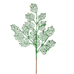 Vickerman L192504 21" Green Glitter Holly Leaf Lace Artificial Christmas Spray. Includes 12 Sprays Per Pack.