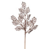 Vickerman L192515 21" Chocolate Glitter Holly Leaf Lace Artificial Christmas Spray. Includes 12 Sprays Per Pack.