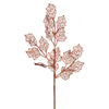 Vickerman L192558 21" Rose Gold Glitter Holly Leaf Lace Artificial Christmas Spray. Includes 12 Sprays Per Pack.