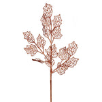 Vickerman L192558 21" Rose Gold Glitter Holly Leaf Lace Artificial Christmas Spray. Includes 12 Sprays Per Pack.