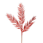Vickerman L193003 21" Red Glitter Feather Fern Artificial Christmas Spray. Includes 12 Sprays Per Pack.