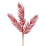 Vickerman L193005 21" Burgundy Glitter Feather Fern Artificial Christmas Spray. Includes 12 Sprays Per Pack.