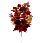 Vickerman L212728 28" Artificial Red Poinsettia Deco Spray. Includes 2 Sprays Per Pack.